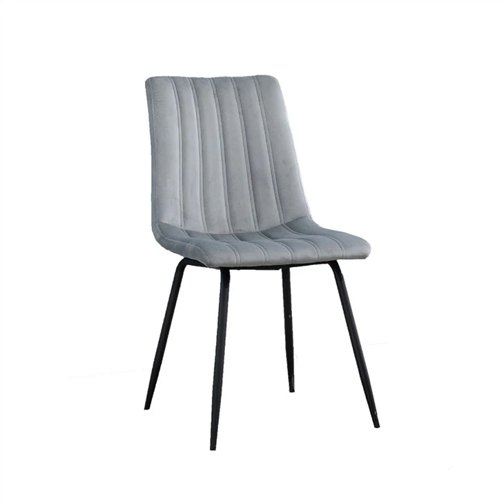 Custom Velvet Fabric Upholstered Dining Chair with Metal Leg