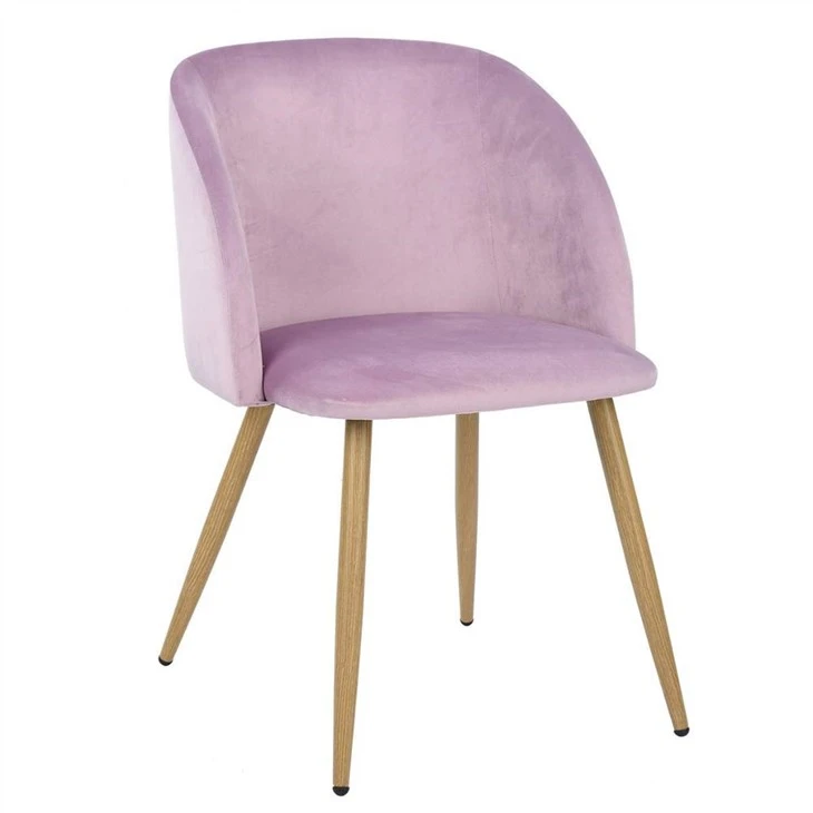 Pink Modern Retro Fabric Armrest Casual Dining Chair