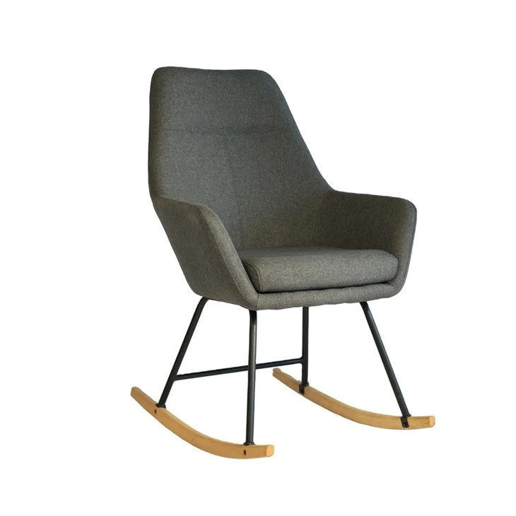 Modern Fabric Rocking Chair with Wooden & Metal Base