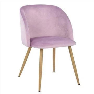 Pink Modern Retro Fabric Armrest Casual Dining Chair
