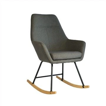 Modern Fabric Rocking Chair with Wooden & Metal Base