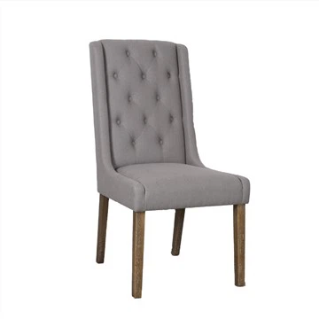 Custom Fabric Upholstered Dining Chair with Rubber Wood Legs