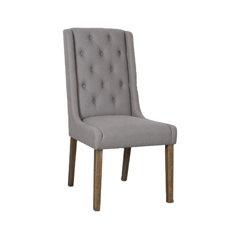 Custom Fabric Upholstered Dining Chair with Rubber Wood Legs