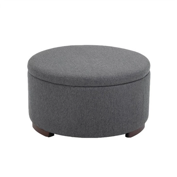 Comfort Round Ottoman Gray Fabric