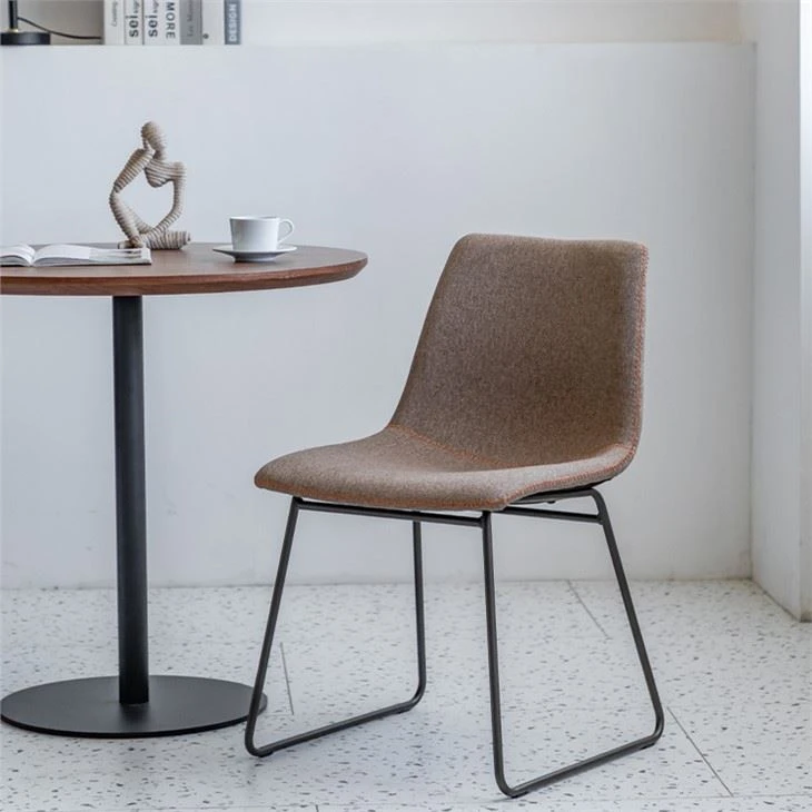 Mid-century Modern Dining Chair With Black Metal Base