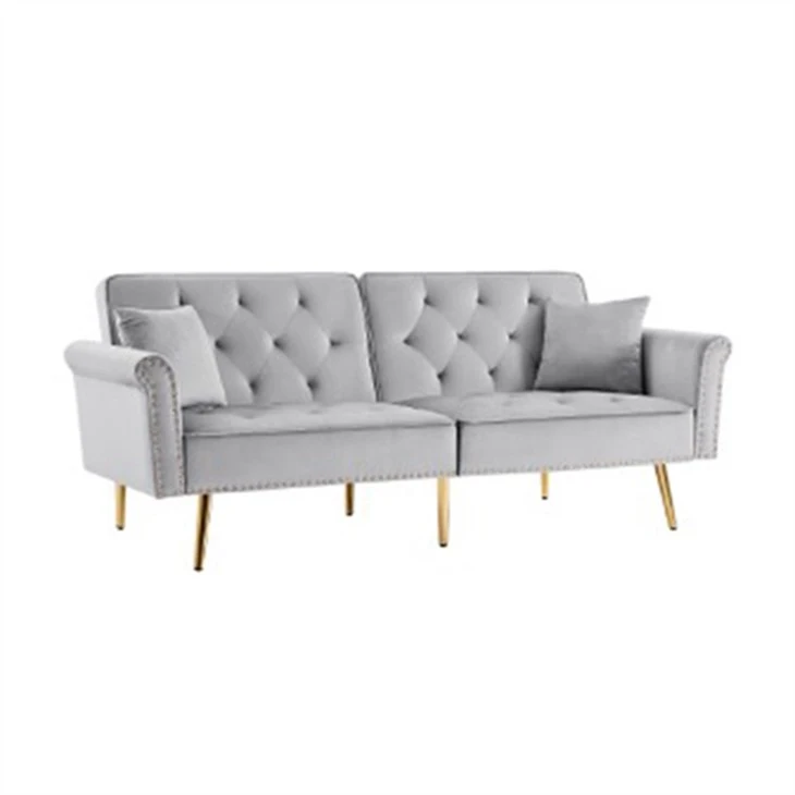 Three Seater Sofa Sofa Bed With Fold-down Backrest Fabric Sofa Nailhead Arm