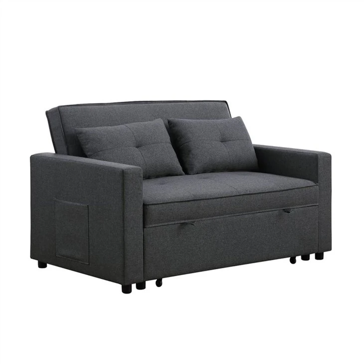 Partner Linen Upholstered Tufed Futon Sofa Bed