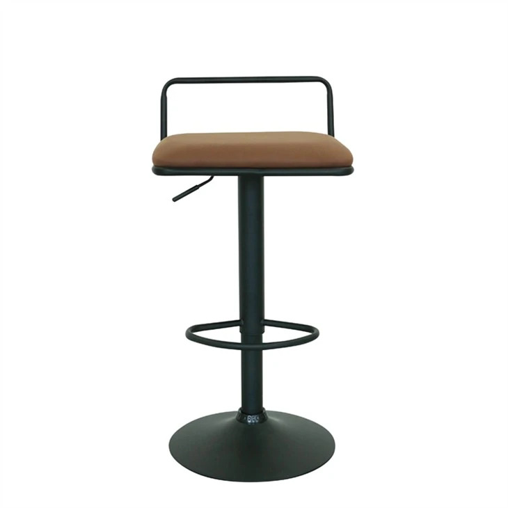 Height Adjustable Barstool Square Seat Metal PU Swivel Bar Chair