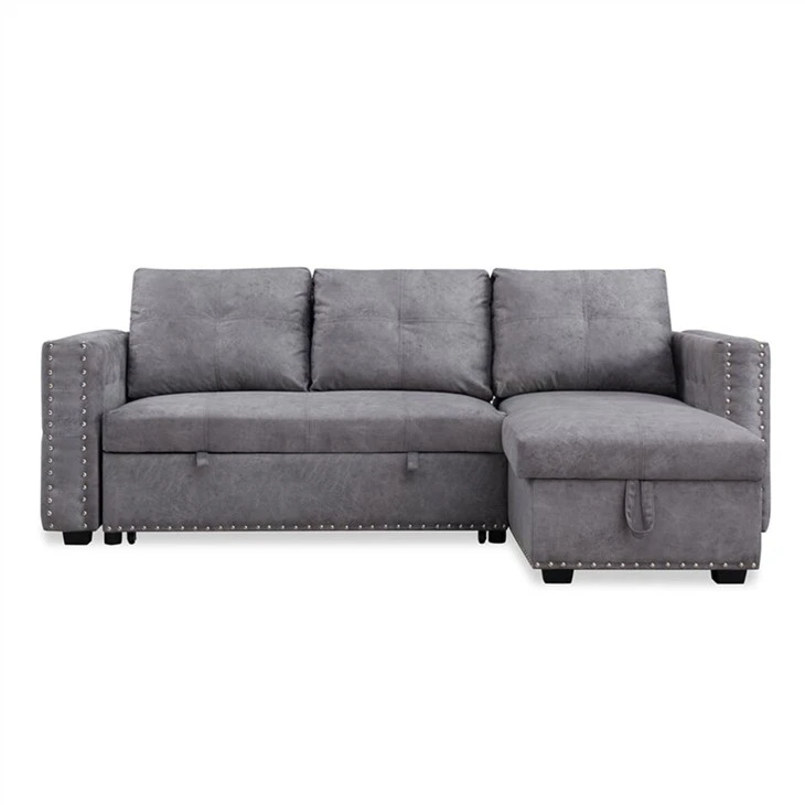PU Storage Reversible Corner Sleeper Sofa