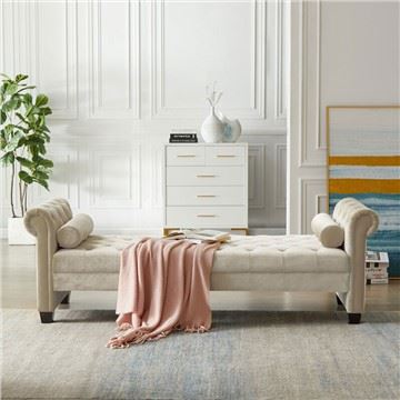 Bench Velvet Rolled Arm Sofa Bed
