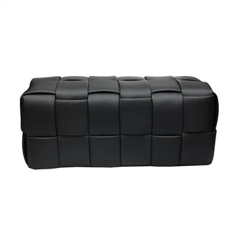 Home Leather Storage Ottoman, Black