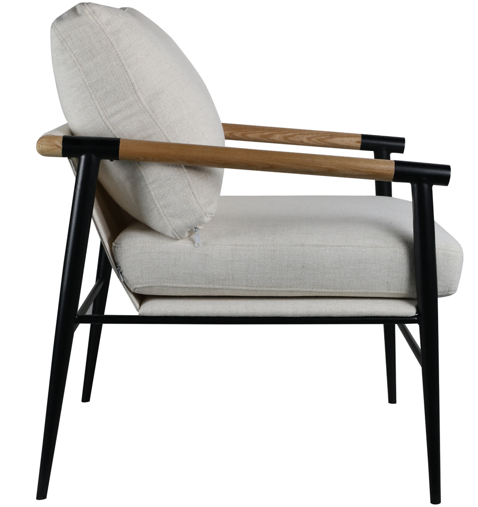 Custom Metal Frame Lounge Chair With Wooden Armrests Upholstered Accent Chair OEM ODM Available high quality