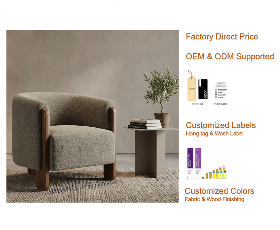Custom Upholstered Wooden Armchair Accent Chair For Living Room OEM ODM Available