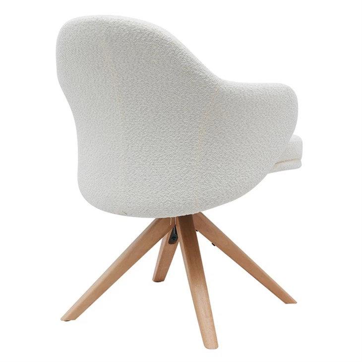 Partner Dining Chair Teddy Velvet Fabric Cover With Wooden Seat