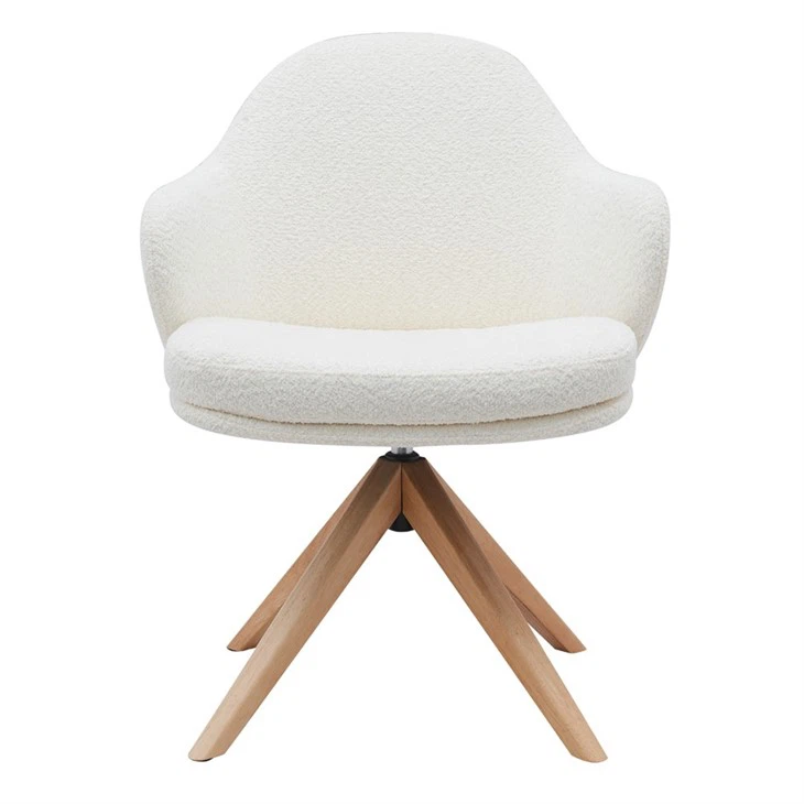 Partner Dining Chair Teddy Velvet Fabric Cover With Wooden Seat