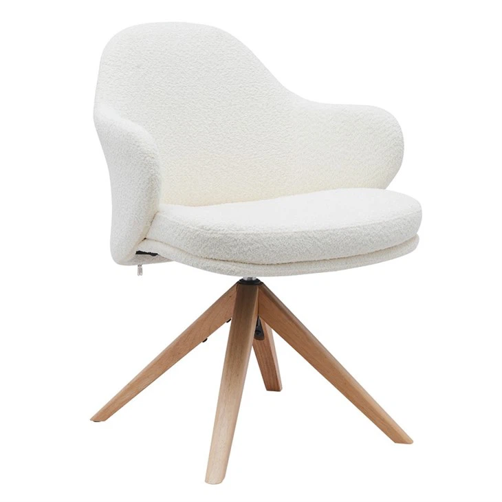 Partner Dining Chair Teddy Velvet Fabric Cover With Wooden Seat