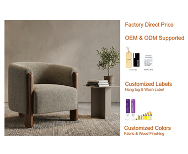 Custom Upholstered Wooden Armchair Accent Chair For Living Room OEM ODM Available